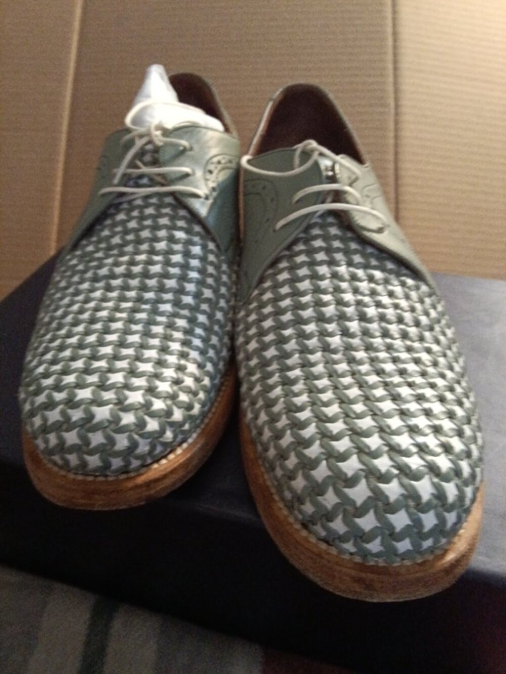 SALVATORE Ferragamo Dress Shoes-Light Green/Grey  Size 10.5 - Picture 2 of 5